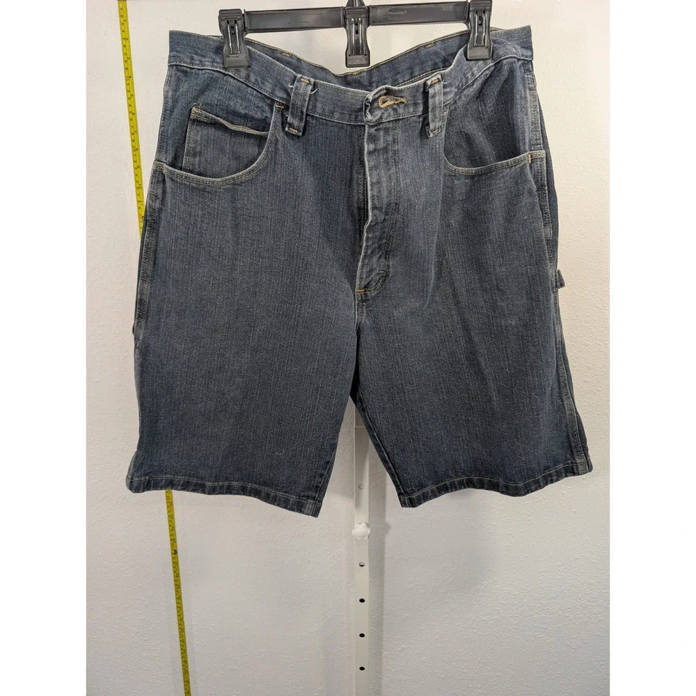 Wrangler Mens Carpenter Denim Shorts Dark Wash‎ Blue Cotton Utility 34 64WC2BI